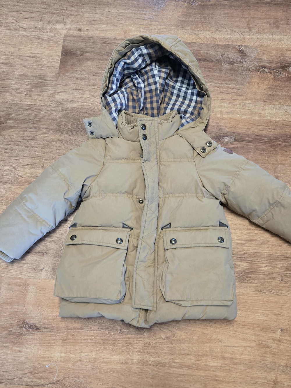 Jacadi Boys Kids Hooded Puffer Jacket  Tan Down Feather 3y 3t